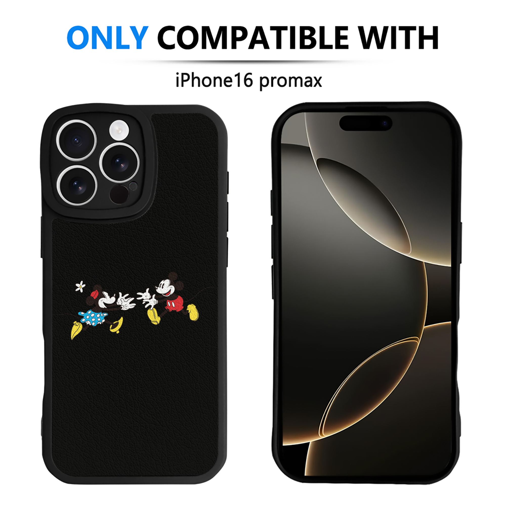 （画像用） ミッキーマウス Mickey Mouse 【iPhone 16シリーズ対応】シリコンスマホケース（レザー調） 材質：シリコン